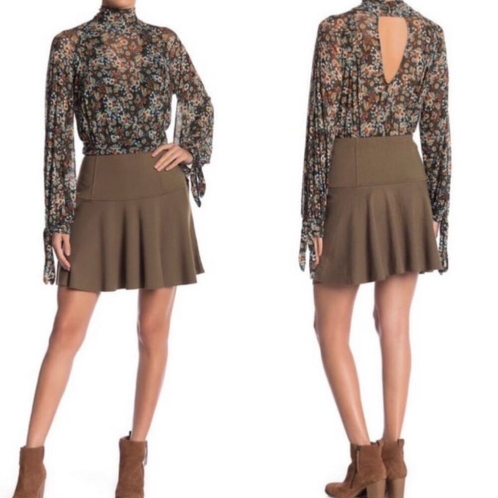 Free People Army Green Highland Mini Skirt Medium NWT